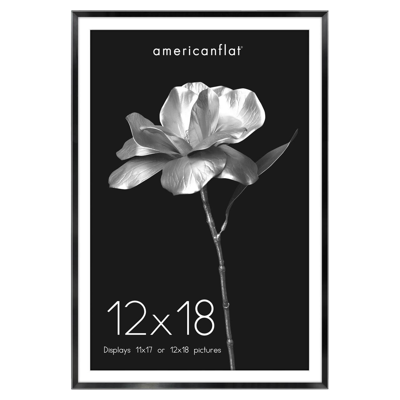 Americanflat Aluminum Picture Frame with Mat - Metal Photo Frame - Black Metal Molding Frame - Shatter Resistant Glass - Hanging Hardware